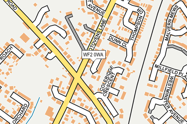 WF2 0WA map - OS OpenMap – Local (Ordnance Survey)