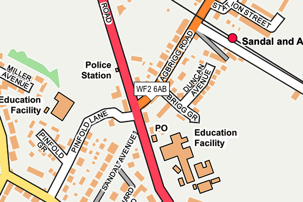 WF2 6AB map - OS OpenMap – Local (Ordnance Survey)