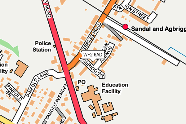 WF2 6AD map - OS OpenMap – Local (Ordnance Survey)