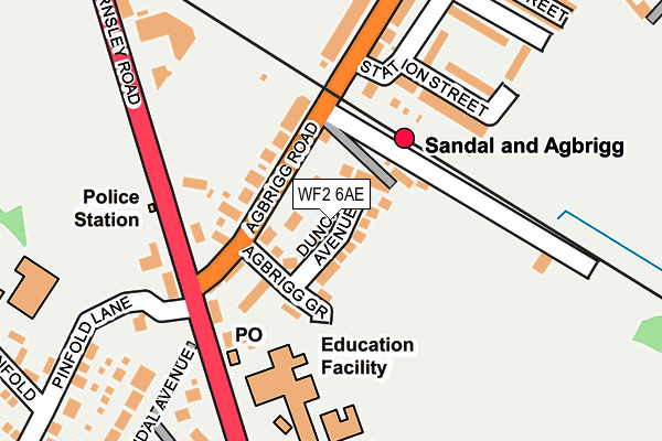 WF2 6AE map - OS OpenMap – Local (Ordnance Survey)