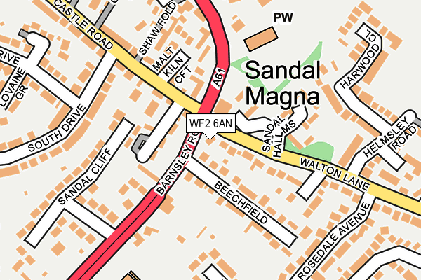 WF2 6AN map - OS OpenMap – Local (Ordnance Survey)