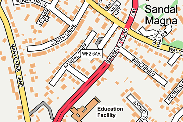 WF2 6AR map - OS OpenMap – Local (Ordnance Survey)