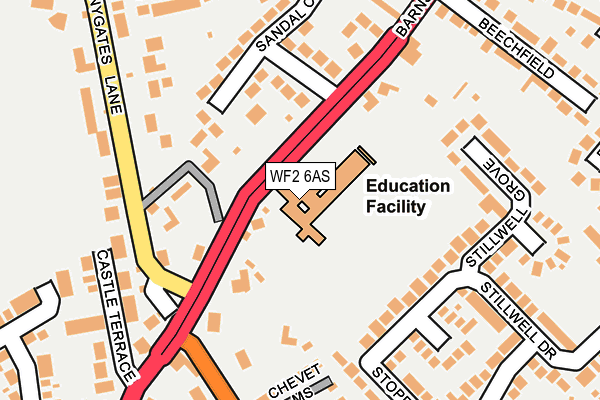 WF2 6AS map - OS OpenMap – Local (Ordnance Survey)