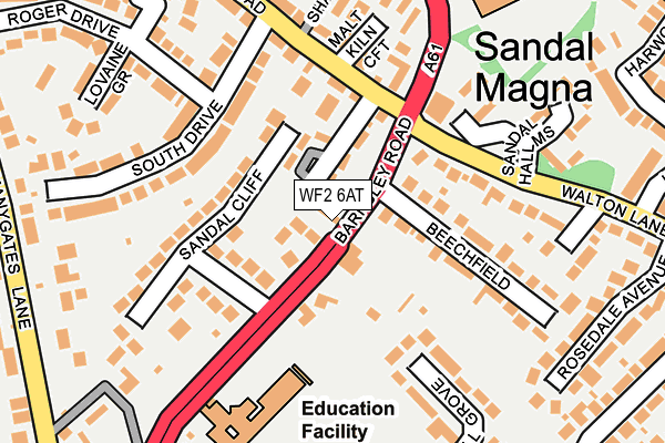 WF2 6AT map - OS OpenMap – Local (Ordnance Survey)