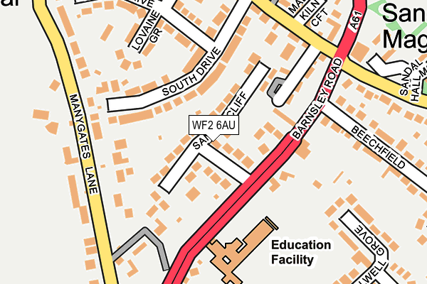 WF2 6AU map - OS OpenMap – Local (Ordnance Survey)