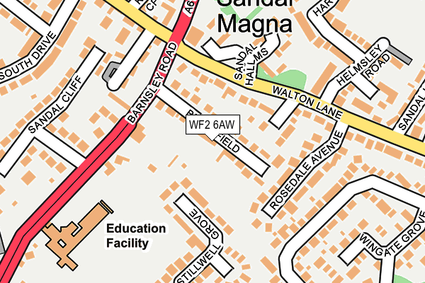 WF2 6AW map - OS OpenMap – Local (Ordnance Survey)