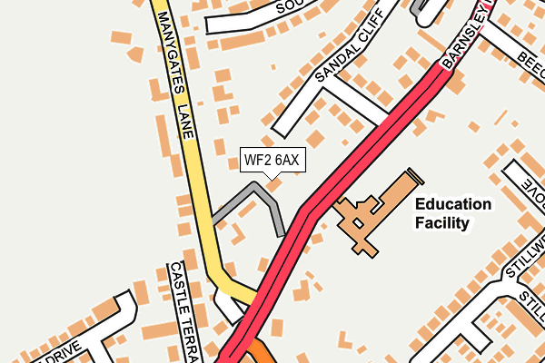 WF2 6AX map - OS OpenMap – Local (Ordnance Survey)