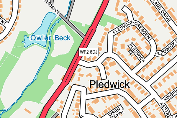 WF2 6DJ map - OS OpenMap – Local (Ordnance Survey)