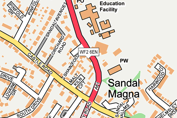 WF2 6EN map - OS OpenMap – Local (Ordnance Survey)