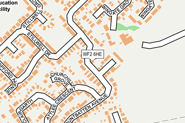 WF2 6HE map - OS OpenMap – Local (Ordnance Survey)