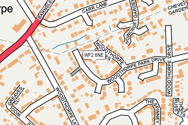 WF2 6NE map - OS OpenMap – Local (Ordnance Survey)