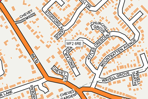 WF2 6RE map - OS OpenMap – Local (Ordnance Survey)