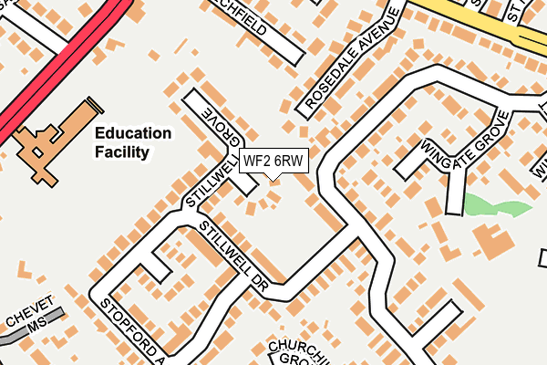 WF2 6RW map - OS OpenMap – Local (Ordnance Survey)