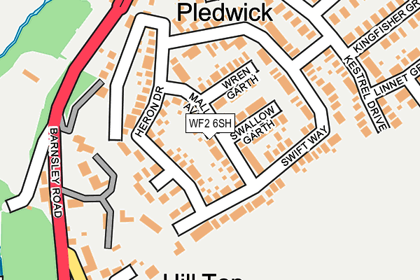 WF2 6SH map - OS OpenMap – Local (Ordnance Survey)