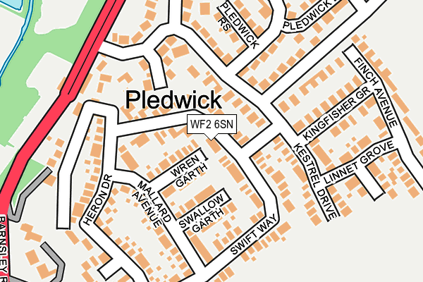 WF2 6SN map - OS OpenMap – Local (Ordnance Survey)