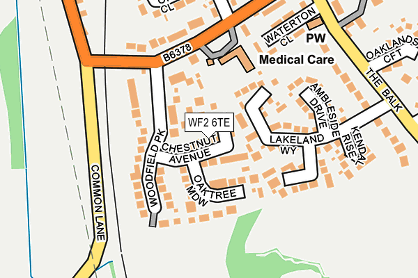 WF2 6TE map - OS OpenMap – Local (Ordnance Survey)