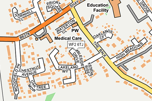 WF2 6TJ map - OS OpenMap – Local (Ordnance Survey)