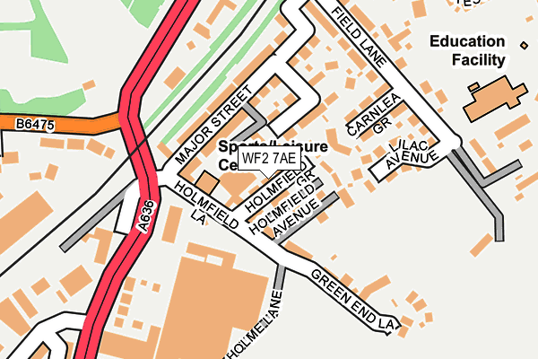 WF2 7AE map - OS OpenMap – Local (Ordnance Survey)