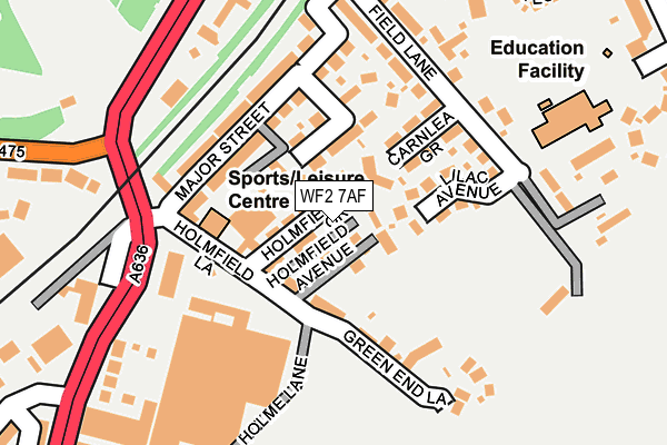 WF2 7AF map - OS OpenMap – Local (Ordnance Survey)