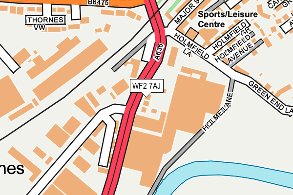 WF2 7AJ map - OS OpenMap – Local (Ordnance Survey)