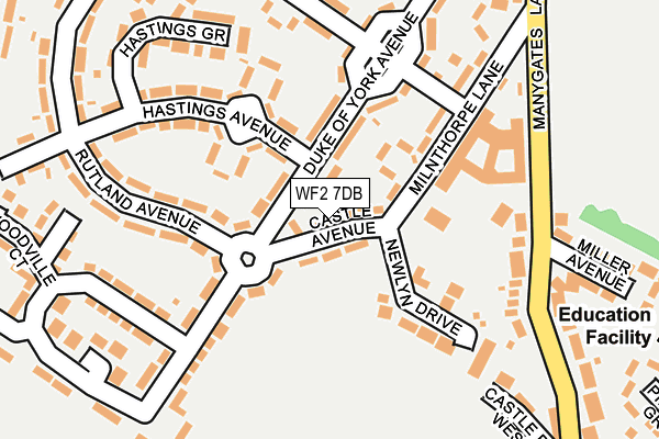 WF2 7DB map - OS OpenMap – Local (Ordnance Survey)