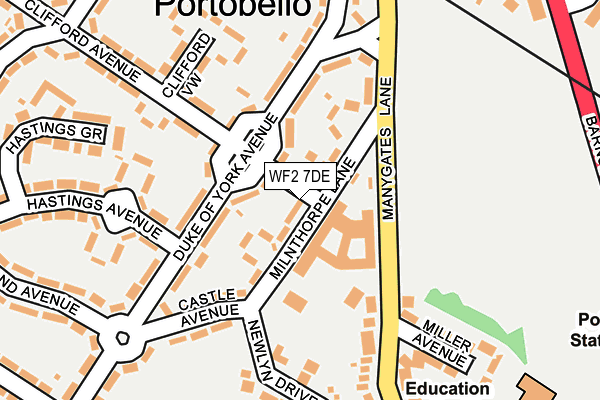 WF2 7DE map - OS OpenMap – Local (Ordnance Survey)