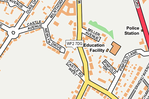 WF2 7DG map - OS OpenMap – Local (Ordnance Survey)