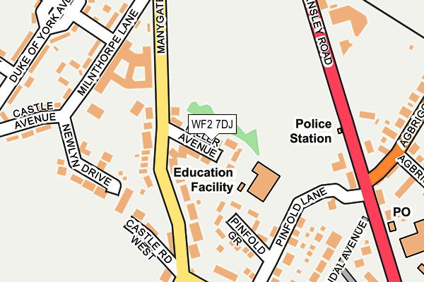 WF2 7DJ map - OS OpenMap – Local (Ordnance Survey)