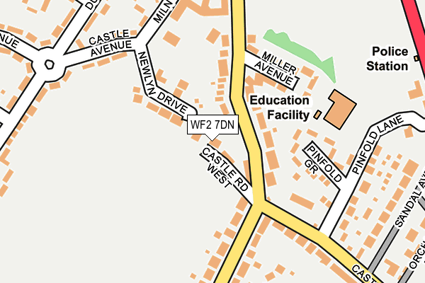 WF2 7DN map - OS OpenMap – Local (Ordnance Survey)