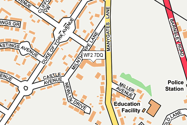 WF2 7DQ map - OS OpenMap – Local (Ordnance Survey)