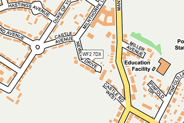 WF2 7DX map - OS OpenMap – Local (Ordnance Survey)