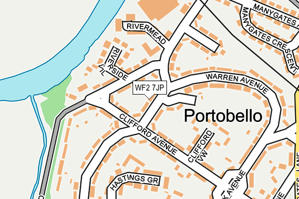 WF2 7JP map - OS OpenMap – Local (Ordnance Survey)