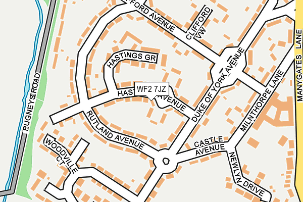 WF2 7JZ map - OS OpenMap – Local (Ordnance Survey)