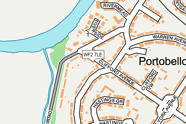 WF2 7LE map - OS OpenMap – Local (Ordnance Survey)