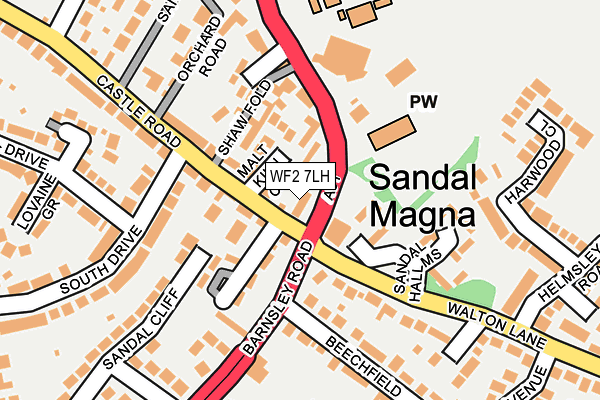 WF2 7LH map - OS OpenMap – Local (Ordnance Survey)