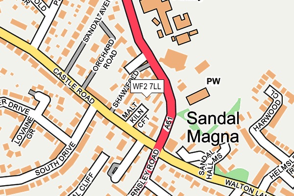 WF2 7LL map - OS OpenMap – Local (Ordnance Survey)