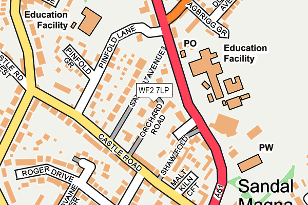 WF2 7LP map - OS OpenMap – Local (Ordnance Survey)
