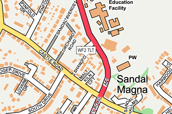 WF2 7LT map - OS OpenMap – Local (Ordnance Survey)