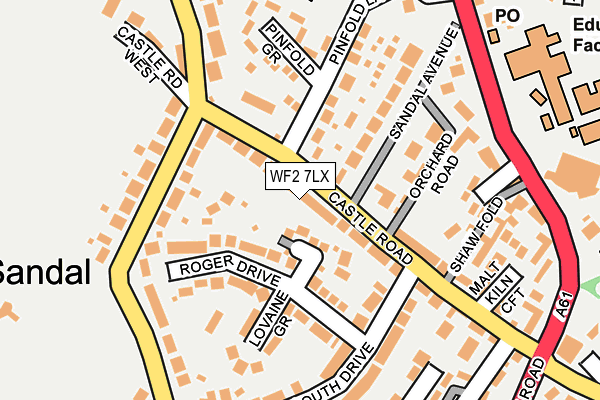 WF2 7LX map - OS OpenMap – Local (Ordnance Survey)