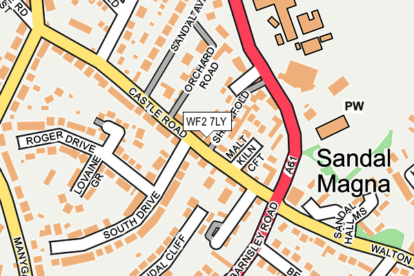 WF2 7LY map - OS OpenMap – Local (Ordnance Survey)