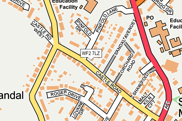 WF2 7LZ map - OS OpenMap – Local (Ordnance Survey)