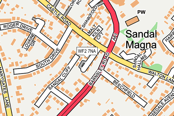 WF2 7NA map - OS OpenMap – Local (Ordnance Survey)
