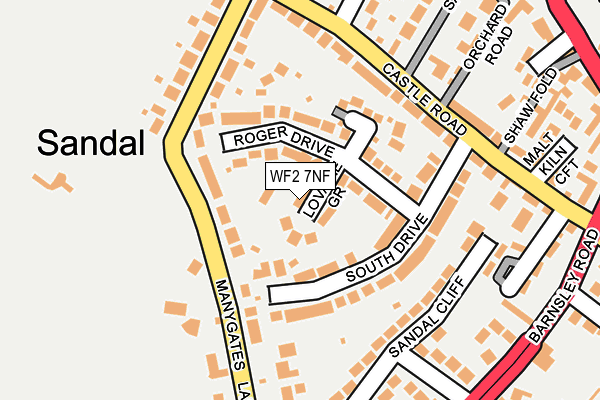 WF2 7NF map - OS OpenMap – Local (Ordnance Survey)