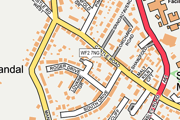 WF2 7NG map - OS OpenMap – Local (Ordnance Survey)