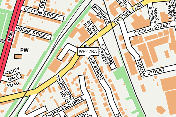 WF2 7RA map - OS OpenMap – Local (Ordnance Survey)