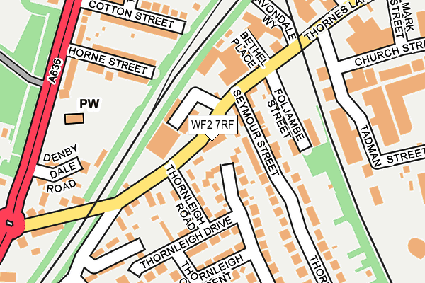 WF2 7RF map - OS OpenMap – Local (Ordnance Survey)
