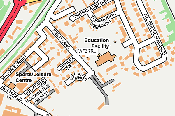 WF2 7RU map - OS OpenMap – Local (Ordnance Survey)