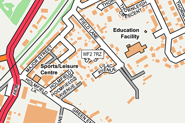 WF2 7RZ map - OS OpenMap – Local (Ordnance Survey)
