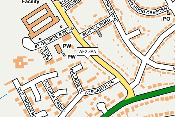 WF2 8AA map - OS OpenMap – Local (Ordnance Survey)