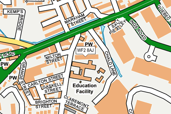 WF2 8AJ map - OS OpenMap – Local (Ordnance Survey)